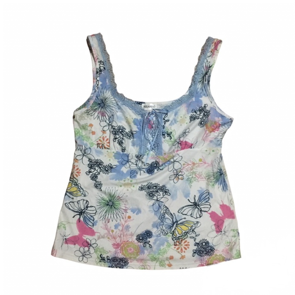 Lace Print Butterfly Camisole Tank Top